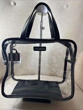 Steve Madden Clear Tote with Black Trim and Handles
